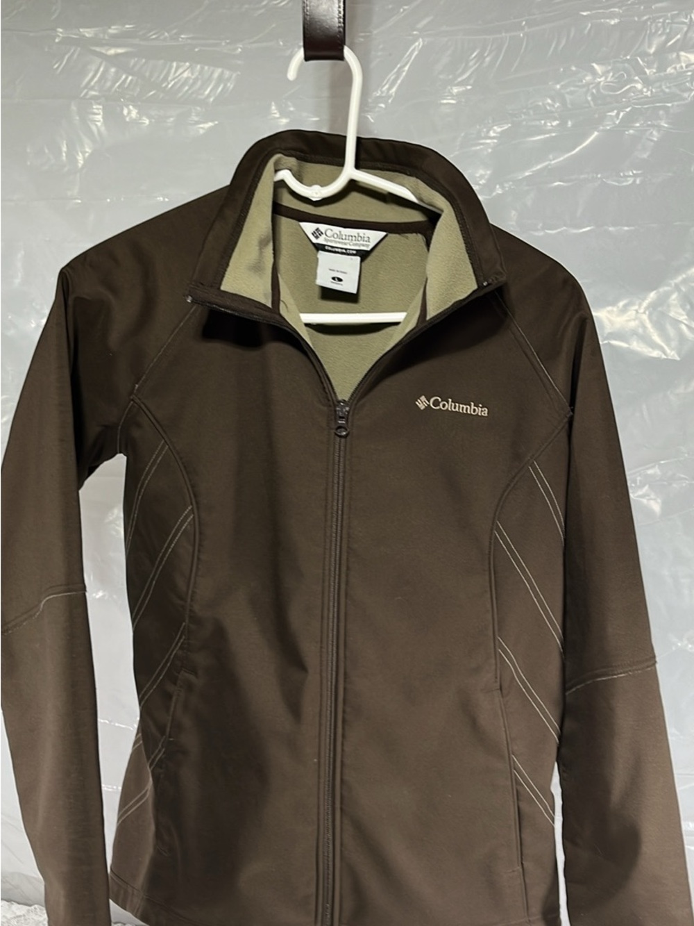 Columbia Women's Dark Brown Softshell Jacket with Olive Lining